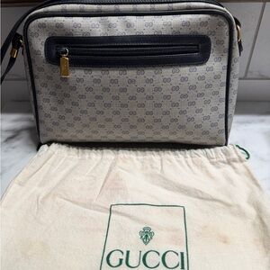 Gucci GG Monogram Blue & White Canvas Crossbody Bag